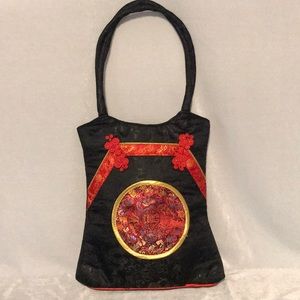 Satin Black & Red Handbag